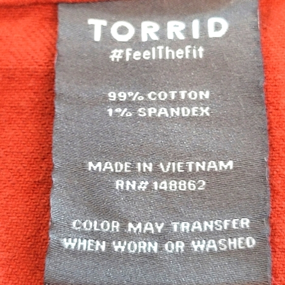 Torrid Red Skinny Jeans with Button Fly - Picture 6 of 8